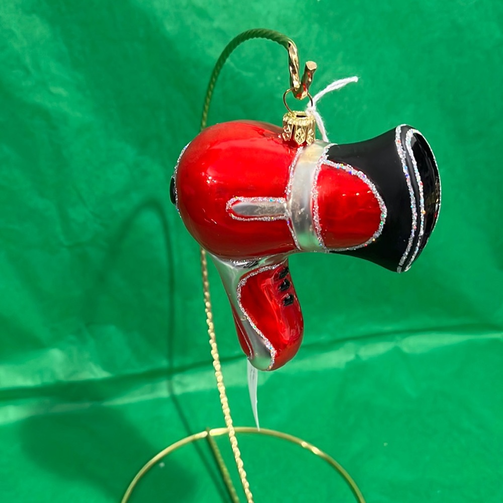 Glass blown handmade hair dryer ornament